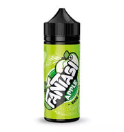 100ml shortfill bottle of Fantasi Premium E-Liquid in Apple flavor, delivering a crisp and refreshing green apple taste with a smooth inhale; 70VG/30PG ratio for rich flavor and thick vapor clouds, nicotine-free with space for nic shots.